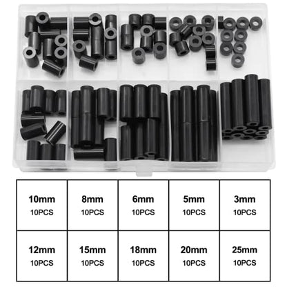 Exqutoo Black ABS Round Washers ID 3.2mm, OD 7mm - color: Black/3.2mm