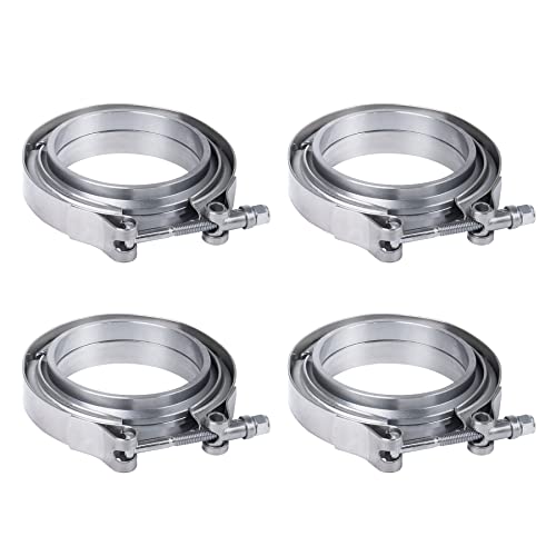 3.5" V Band Clamp w/Flange 4PCS Stainless Steel For Turbo Exhaust Downpipes - color: 4 Pcs, size: 3.5"