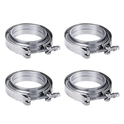 2.25 Inch V Band Clamp with Flange 4PC Stainless Steel For Exhaust Downpipe - size: 2.25"