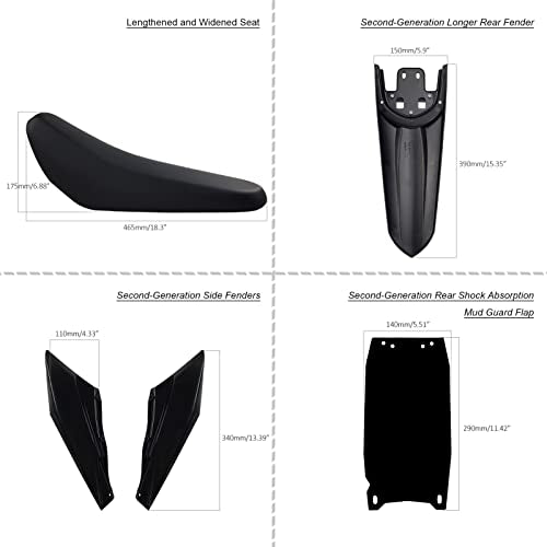 2nd Generation Modified Longer Rear Fender Fit to Sur-Ron Light Bee X And S. Streamlined Long Dirt Pit Mudguards Tail Guard for SURRON