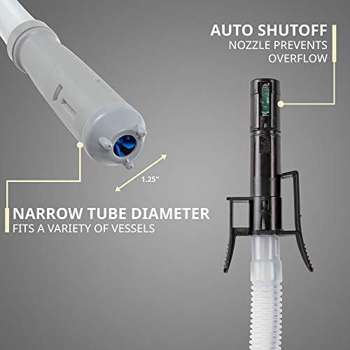 Deway Auto Fuel Transfer Pump, AA Battery, Auto-Stop, Beep Alert, Screw Cap - style: Auto-Stop & Beep Nozzle w/ 51" Plastic Hose