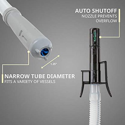 Deway Battery Powered Fuel Transfer Pump, Gas Can Pump, 51" Hose - style: Auto Stop Nozzle w/ 51" Plastic Hose