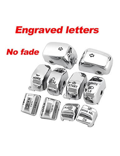 Chrome Hand Control Switch Housing Caps Compatible for Harley Davidson Electra Street Glide 1996-2013 - color: CHROME 10 PCS/SET