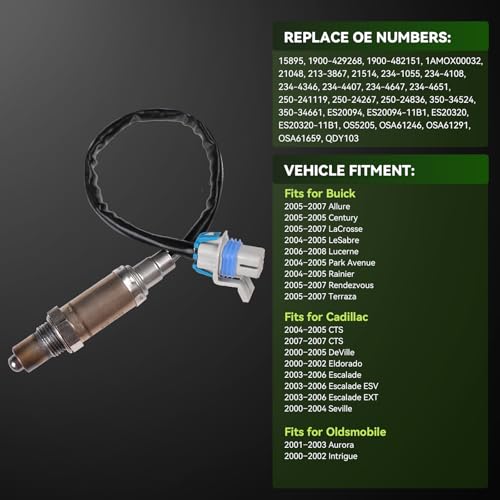 Oxygen Sensor 15895 O2 Sensor Compatible with Chevrolet Tahoe Suburban Silverado Express Malibu, Cadillac DeVille Eldorado Seville, GMC Yukon Sierra Savana, Pontiac G6