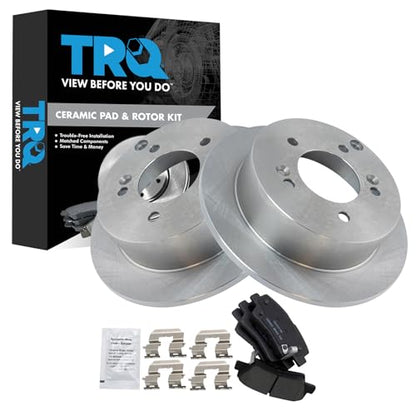 TRQ Rear Brake Pad and Rotor Set Ceramic Solid Rotors - style: BKA12008