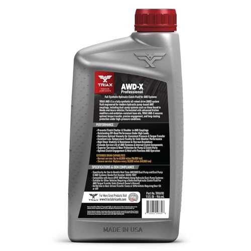 TRIAX AWD-X Professional | Full Synthetic Dual Pump II AWD Fluid Compatible with AWD Dual Pump Systems in Honda & Acura DPSF (1 Quart) (Pack of 2) - size: 1 Quart (Pack of 2)