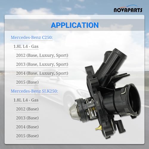 NOVAPARTS Thermostat Housing for 2012 2013 2014 2015 Mercedes Benz C250 SLK250 1.8L 2712000315 2712000215 2712000115 788217 - size: 2712000315