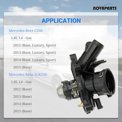 NOVAPARTS Thermostat Housing for 2012 2013 2014 2015 Mercedes Benz C250 SLK250 1.8L 2712000315 2712000215 2712000115 788217 - size: 2712000315