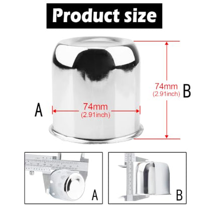 4Pcs 2.91" OD 2.91" H Push Through Trailer Wheel Center Cap for Rim - color: Chrome, size: 2.91" Hub 2.95" H