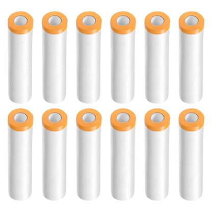 HARFINGTON 12 Rolls Pre-Taped Masking Film 78.7" x65.6ft Tape and Drape Painters Plastic Drop Cloth Film with Tape Plastic Sheeting for Automotive Painting Covering - color: Yellow, size: 78.7"x65.6ft
