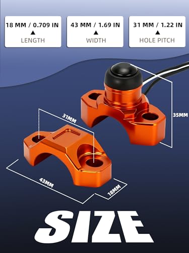 JFG RACING Dirt Bike Universal Engine Stop Start Kill Switch with Backplate - color: Orange, size: Medium
