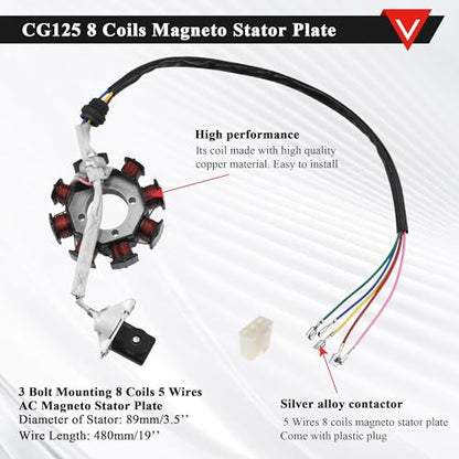 PRO BAT Full Lifan 200cc Dirt Bike Electrical Wiring Harness Kit - color: W Spark Plug & B Ignition Coil & S Rectifier