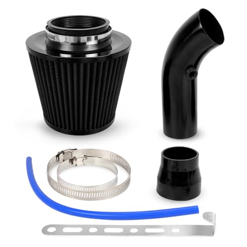 3-Inch Universal Cold Air Intake Kit, Aluminium Automotive Air Intake Pipe Kit with High Flow Filter, Induction Hose System for Cars and Trucks, Black Filter
