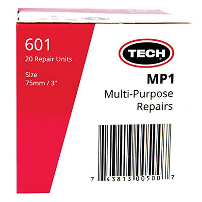MP-1 Multi-Purpose Tire Repair Patch, 3" (75mm) - Puncture Repair Unit for Radial and Bias Tires - Round, Box of 20