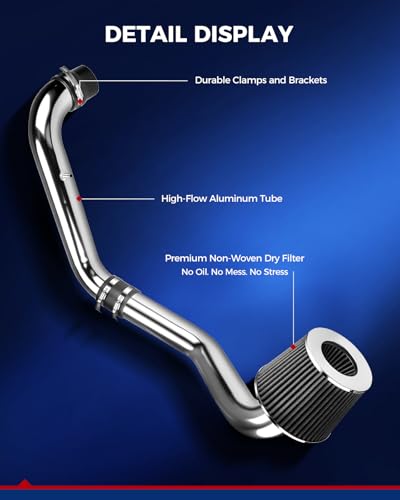 KAX 2.75" High-Flow Cold Air Intake Kit for 1996-2000 Civic CX/DX/LX, Black - color: Black, size: 1996-2000 Honda Civic 1.6L