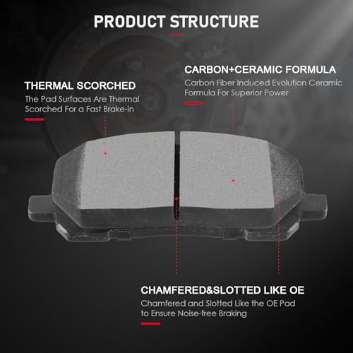 cciyu D996 D884 Brake Pads w/Hardware Front Rear Disc Brake Pad Set - size: Front[D884] + Rear[D996]