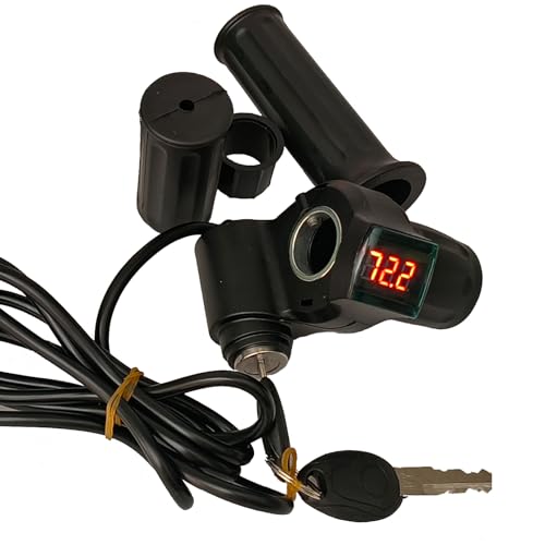 Doinal Electric Twist Throttle 72V 60V 48V 36V 24V Universal Throttle for Electric Scooter Razor Dirt Bike, Volt Meter Throttle with Key, 3 Speed Throttle, Twist Throttle for Electric Motorcycle ATVS - style: Half Twist Throttle