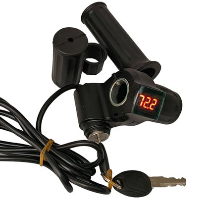 Doinal Electric Twist Throttle 72V 60V 48V 36V 24V Universal Throttle for Electric Scooter Razor Dirt Bike, Volt Meter Throttle with Key, 3 Speed Throttle, Twist Throttle for Electric Motorcycle ATVS - style: Half Twist Throttle