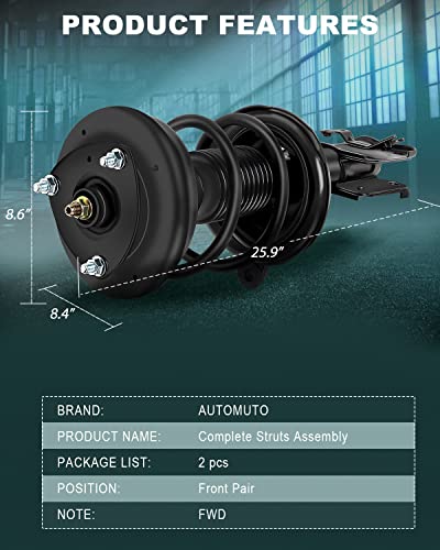 AUTOMUTO Front Shocks and Struts for Acura EL 2001-2003 - size: 2 Pieces Front Quick-Strut
