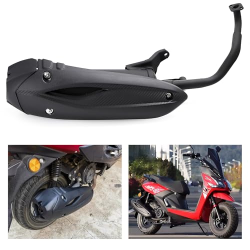 Mokuo Motorcycle Exhaust Assembly in Heavy Iron Material Compatible with Chinese GY6 125cc 150cc 4-Stroke Engine Scooter Moped RSZ 150cc,Xpro Bali 150