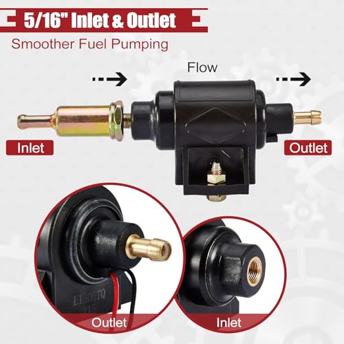 CarBole Universal Electric Fuel Pump 12V Low Pressure 2-3.5 PSI, Inline Gasoline Diesel Pump Compatible for Carburetors Cars Trucks Boats Engine - color: 28GPH 2-3.5PSI for Gasoline