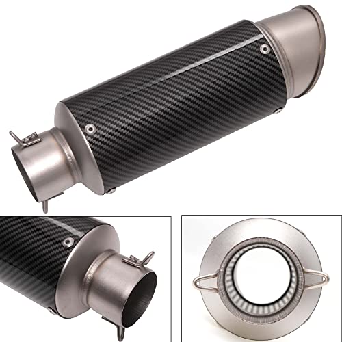 Universal Slip on Modified Exhaust Mufflers with Silencers Compatible with Motorcycle Grom ATV Dirt Bike Street Bike Scooter Pipe Diameter 38mm-51mm Exhaust,Carbon Fiber Silver - color: Carbon Fiber Silver