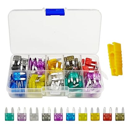 HAOBO 120PCS Car Fuses Assortment Kit, Automotive Mini Fuse, Low Profile Mini Blade Fuse Assortment with Fuse Puller, 2A 3A 5A 7.5A 10A 15A 20A 25A 30A 35A Replacement Fuses for Car RV Truck Boat