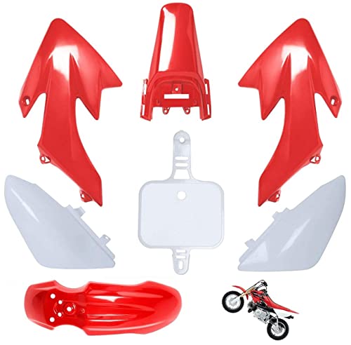 CRF50 Plastic Fairing and Pink Graphics Stickers Kit for compatible with XR50 CRF50 SDG SSR Pit Dirt Bike Motorcycle 50cc 90cc 110cc 125cc 140cc 150cc 160cc Plastic Panel Screw Set (Red) - color: Red