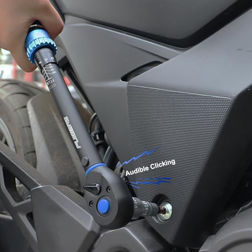 3/8'' Moto Torque Wrench Set 10-110 FT.LB/13.6-149.2 Nm, 72-Tooth Dual-Direction Adjustable Drive Click Torquimetro, Includes 5" Extension Bar & 1/2"/1/4" Adapters for Car/Moto Repair - size: 3/8" 10-110 FT.LB - 4 Pcs