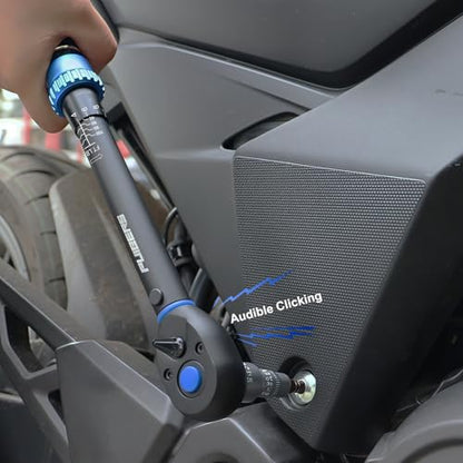 3/8'' Moto Torque Wrench Set 10-110 FT.LB/13.6-149.2 Nm, 72-Tooth Dual-Direction Adjustable Drive Click Torquimetro, Includes 5" Extension Bar & 1/2"/1/4" Adapters for Car/Moto Repair - size: 3/8" 10-110 FT.LB - 4 Pcs
