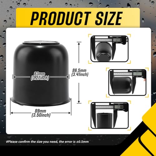 4Pcs 3.27" Stainless Trailer Wheel Center Caps, 3.41" H Matte Black - color: Matte Black, size: 3.27" Hub 3.41"H