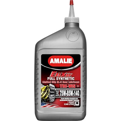 AMALIE Elixir Synthetic Tri-Vis Plus Limited Slip GL-5 75W-85W-140 (160-71376-56) 1 Quart, Single Bottle | Made in USA