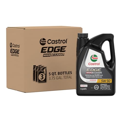 Castrol EDGE High Mileage 5W-30 Advanced Full Syn Motor Oil, 5 Qt, 3 Pack - size: 5 Quarts (Pack of 3)