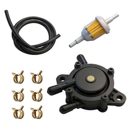 Fuel Pump with Filter and Oil Hose for Kohler 17HP-25HP Briggs and Stratton John Deere Kawasaki Yamaha Golf Cart Lawn Mower Cub Cadet mikuni Fuel Pump,Replace 808492 808656