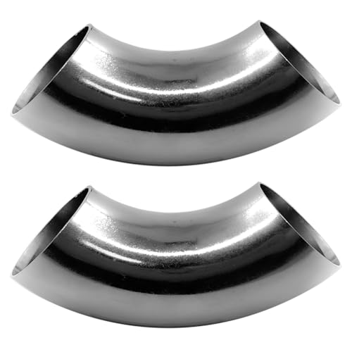 1.25 Inch 90 Degree Stainless Steel Bend Tube Exhaust Elbow Pipe for Car Modified Exhaust System 1.25" Piping Silver Tone，Stair Handrail (2PCS) - size: 1.25"