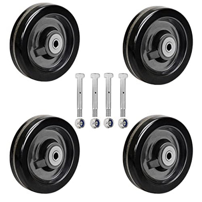 SY America 5"x2" Width 4 Pack Phenolic Wheel w/Rolling Bearing & Steel Bushing 1/2" Axle Diameter Casters Total Capacity 4000 lbs(5 inches Pack of 4) - size: 5" 4-pack [ 4 Wheel ]