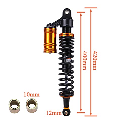 OUMURS 2Pcs 400mm Adjustable Motorcycle Air Shock Absorber Fit for Honda Suzuki Yamaha Kawasaki ATV Go Kart Quad Dirt Sport Bikes - size: 400mm