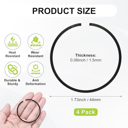 M METERXITY 2-Pack Engine Piston Rings Kit, 44mm x 1.5mm Thick Ductile Iron Piston Ring Set Standard Replacement for Small Engines/Motors/Machinery [Black] - size: 44mm x 1.5mm