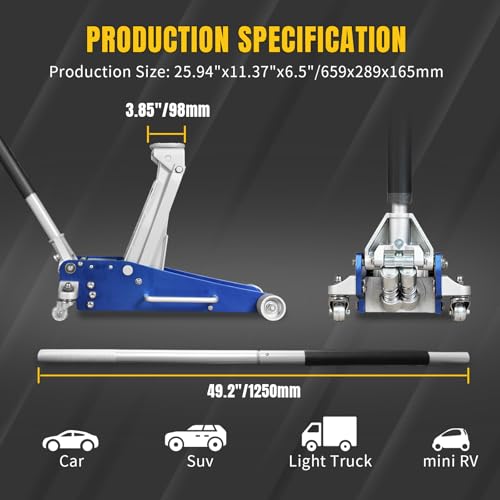 YELLOW JACKET 2.5 Ton Floor Jack Aluminum and Steel Racing Car Jack - color: Blue, size: 2.5T low profile dual pump