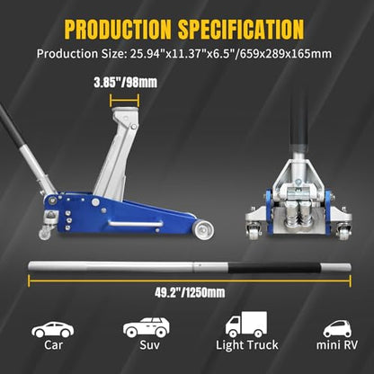 YELLOW JACKET 2.5 Ton Floor Jack Aluminum and Steel Racing Car Jack - color: Blue, size: 2.5T low profile dual pump