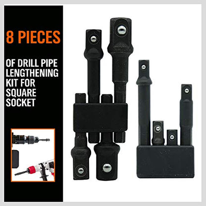 8-Piece Impact Sockets Adapter Sets, Hex Shank 1/4" 3/8" 1/2" - color: 8 Pcs Impact Sockets Adapters