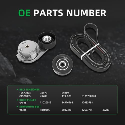 Belt Tensioner Idler Pulley Serpentine Belt Kit for Chevy Trailblazer 02-09 - size: for Bravada/Rainier 2002-2009