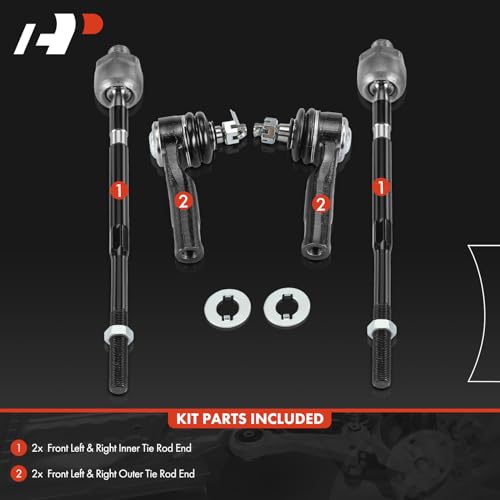 A-Premium Front Inner & Outer Tie Rod End Kit Fix Uneven Tire Wear