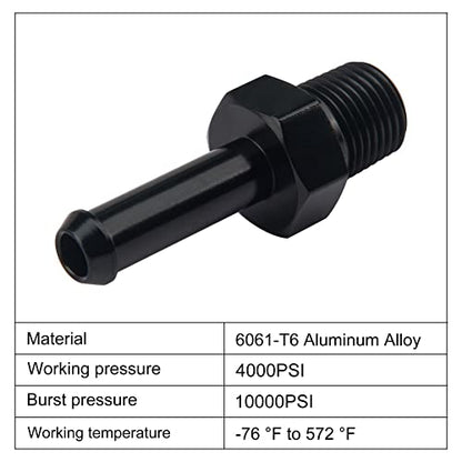 EVIL ENERGY 1/8" NPT Male to 1/4" Barb Fitting Adapter Straight Aluminum Black 2PCS - size: 1/8 NPT to 1/4 Barb