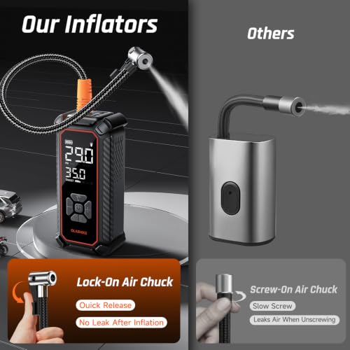 OlarHike Tire Inflator Portable Air Compressor,Dual Power-3*2000mAh &12V DC - color: 1-gray
