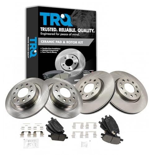 TRQ Front and Rear Ceramic Brake Pad and Rotor Set 5-Lug - style: BKA14604