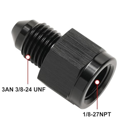 1/8 NPT Female to 3AN Male Flare Expander Fitting Adapter Aluminum Black - color: Black, size: 1/8 NPT Female to 3AN Male