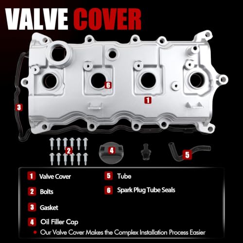 MITZONE Aluminum Valve Cover Compatible with Nissan Altima 2007-2013 Rogue 2008-2013 Sentra 2007-2012 2.5L Replace 13270JA00A 13264JA00A, with Cap Tube & Gasket - color: silver aluminum