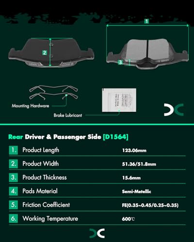 SCITOO Disc Brake Pads Kits Front Ceramic Rear Semi-Metal 8pcs - size: Front D1044 & Rear D1564