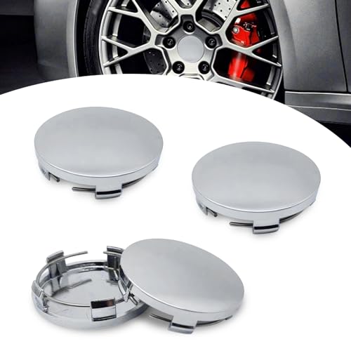 4 PCS Car Wheel Center Hub Cover, 60MM/2.36In OD 56MM/2.2In ID Wheel Center Caps, ABS Rust-Proof Durable Snap-in Vehicle Rim Hub Caps Accessories (Silver) - color: Silver